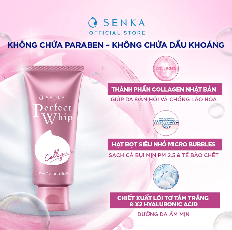 Sữa Rửa Mặt Senka Perfect Whip Collagen In [ New ] 120g