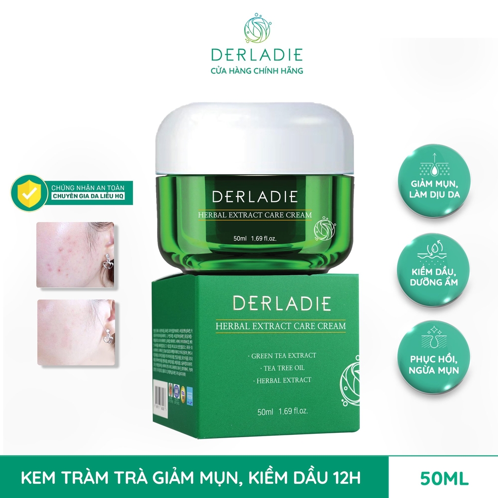 Kem Dưỡng Tràm Trà Giảm Mụn Kiềm Dầu Derladie Herbal Extract Care Cream 50ml