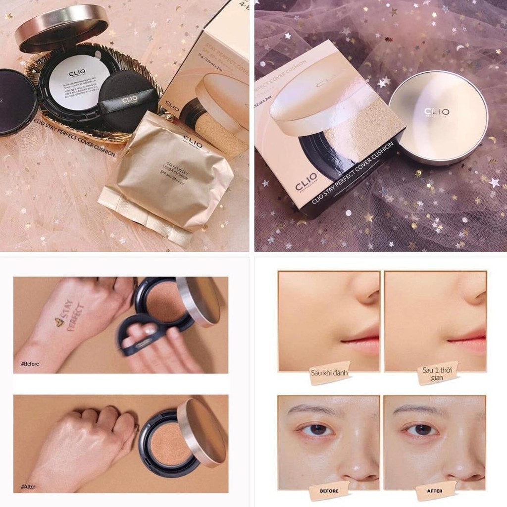 Phấn Nước Che Phủ Cao Clio Stay Perfect Cover Cushion SPF 50+ PA++++ ( Tặng Kèm Lõi )