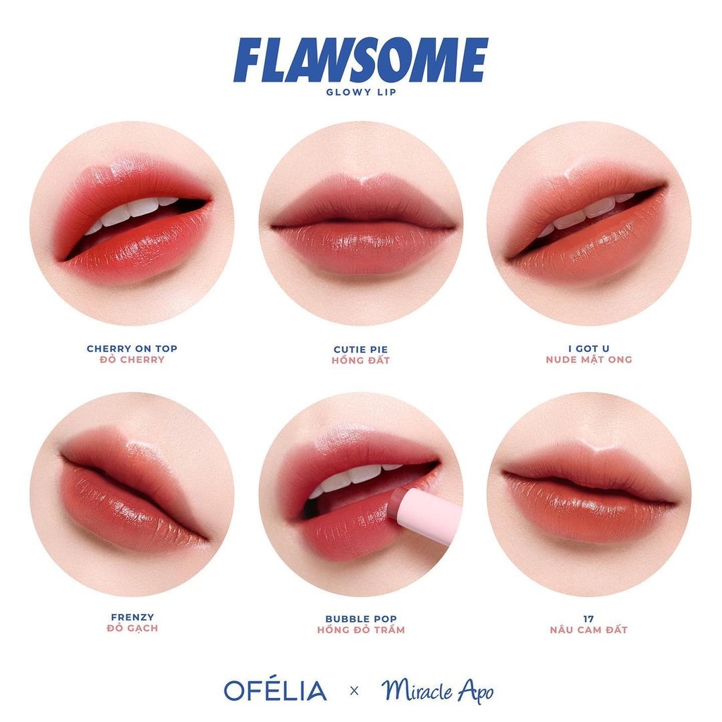 Son Môi Miracle Apo x Ofélia Flawsome #Frenzy Đỏ Gạch 2g