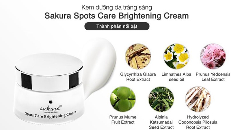 Kem Dưỡng Trắng Da và Ngăn Ngừa Sạm Nám Sakura Spots Care Brightening Cream (13g)