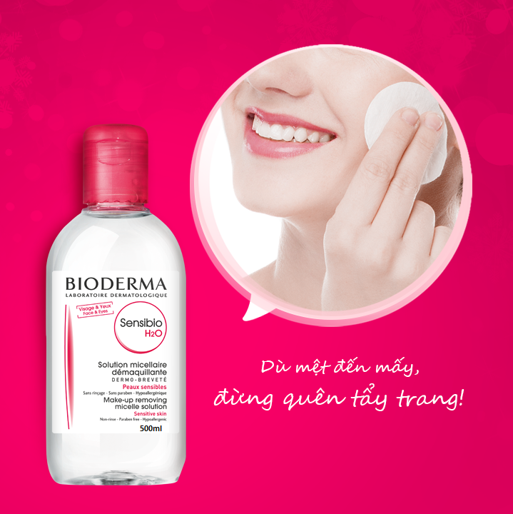 Tẩy Trang Bioderma Sensibio H2O Hồng 500ml