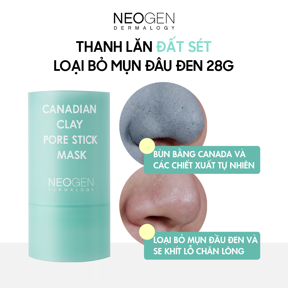 Thanh Lăn Đất Sét Giảm Mụn Đầu Đen Neogen Dermalogy Canadian Clay Pore Stick 28g