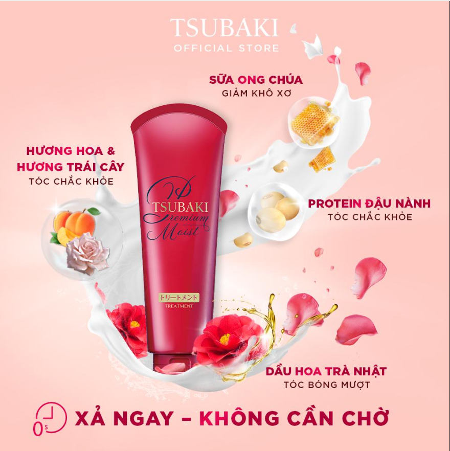 Kem Xả Dưỡng Tóc Bóng Mượt TSUBAKI Premium Moist Treatment 180g