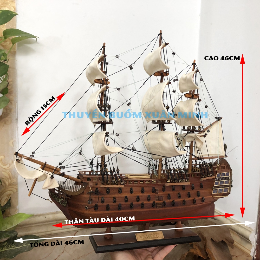 Mô hình thuyền gỗ thuyền trang trí tàu chiến cổ HMS Victory- Thân ...