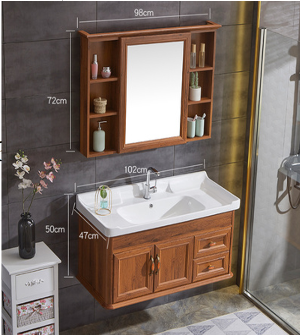 Tủ chậu Lavabo Akhoa sồi đỏ E