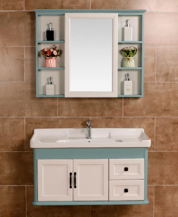 Tủ chậu Lavabo Akhoa trắng xanh G