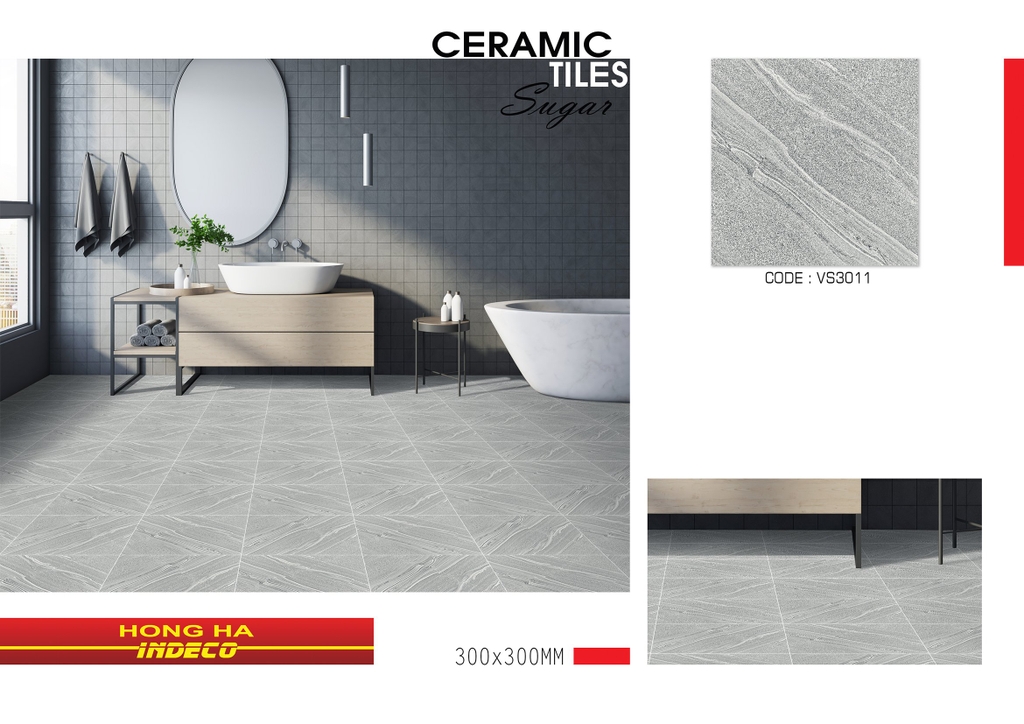 Gạch lát nền chống trơn Hồng Hà 30x30cm VS3011
