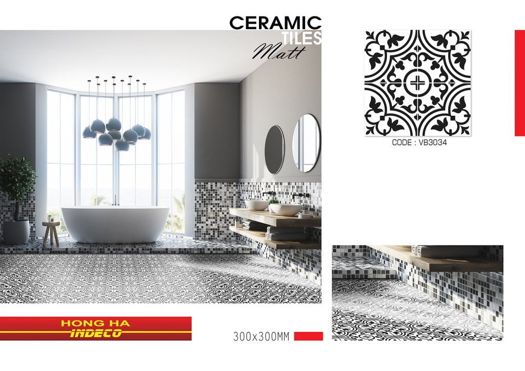 Gạch lát nền chống trơn Hồng Hà 30x30cm VB3034