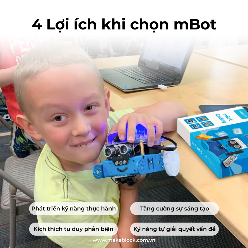 Robot mBot V1.2 Bluetooth Makeblock lập trình Scratch dành cho độ tuổi 6+