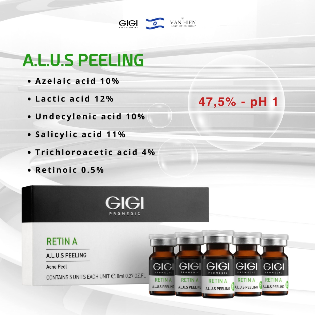 Peel da mụn & thâm mụn GIGI LABORATORIES Retin A A.L.U.S Acne Peel 8ml