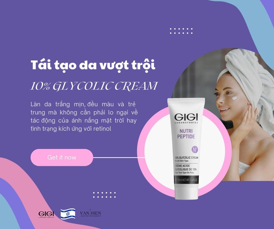 Kem AHA trẻ hóa tái tạo sáng da GIGI LABORATORIES Nutri Peptide Glycolic 10% 50ml