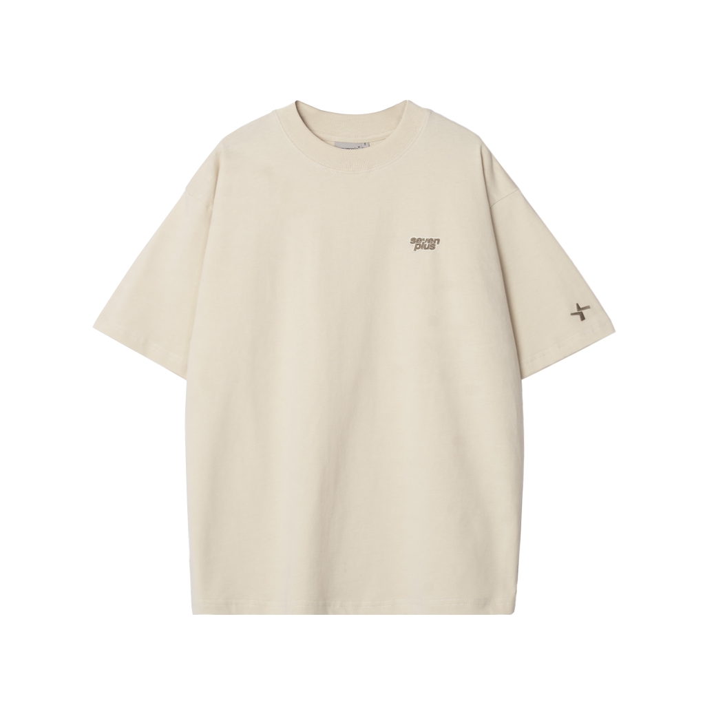 SEVENPLUS Embroidered Logo Basic Tee s/s23 - Beige