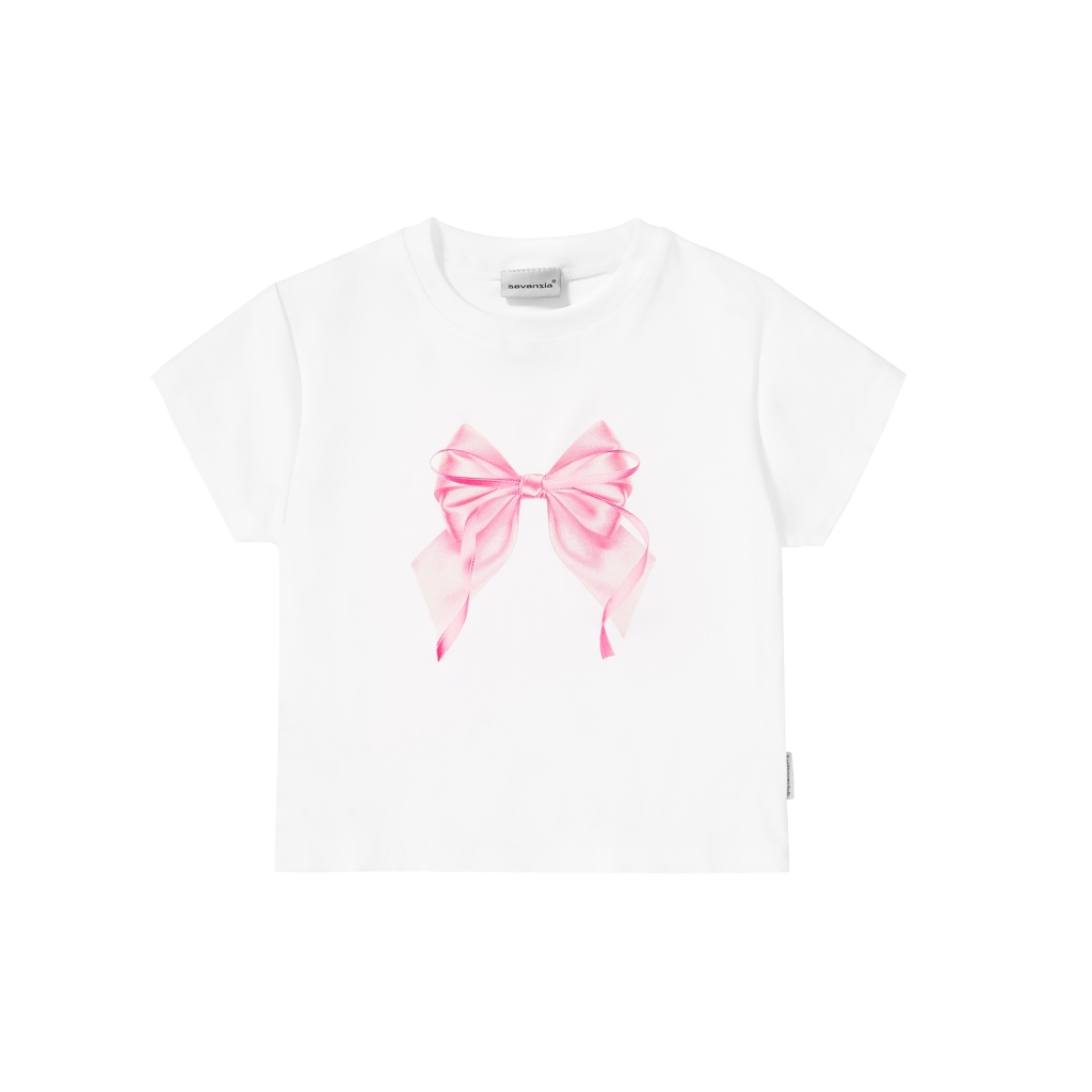 SLC Pink Bow Croptop - Trắng