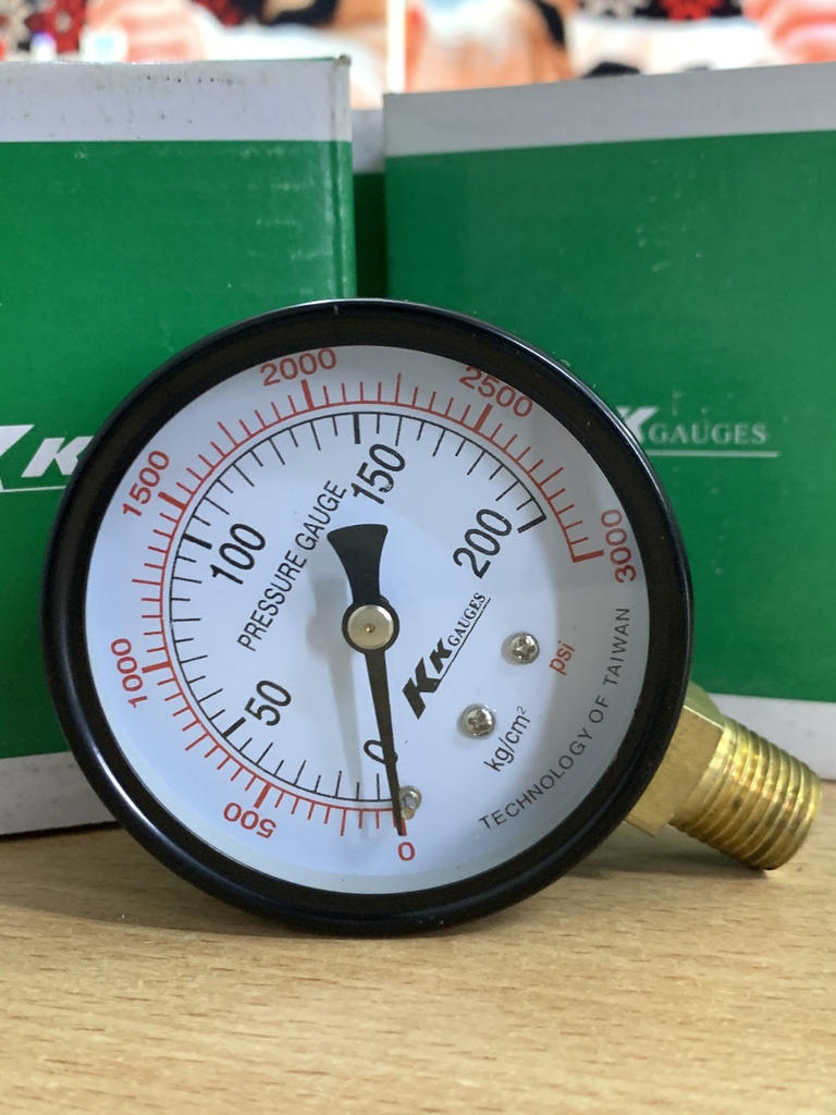 Đồng hồ đo áp suất không có dầu 200kg mặt 63mm