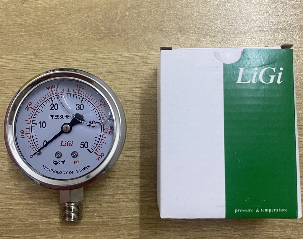 Đồng hồ đo áp suất có dầu 50kg mặt 63(mm)