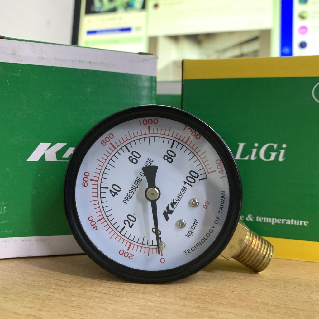 Đồng hồ đo áp suất không có dầu 100kg mặt 63mm