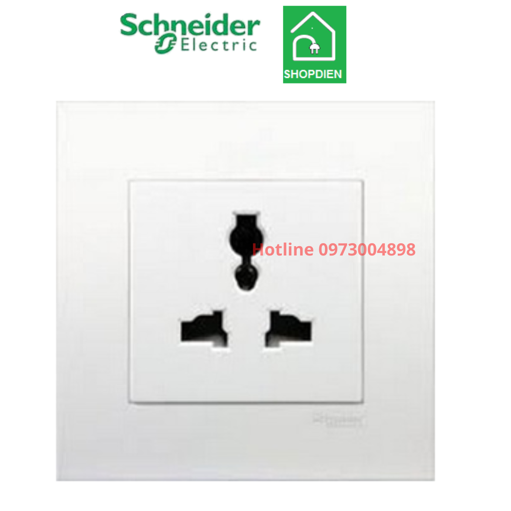 Bộ ổ cắm đơn đa năng 3 chân 13A Schnedier Vivace KB413S Màu trắng 2P+E socket