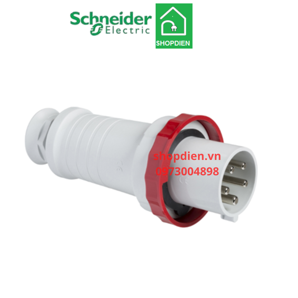 Phích cắm công nghiệp di động 5P (4P+E) 125A Schneider 81395 IP67 PLug