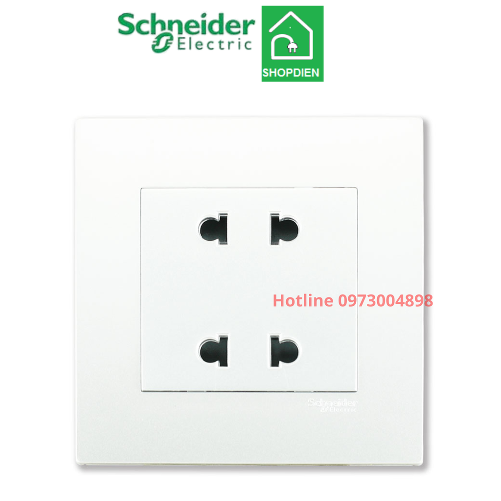 Ổ cắm đôi 2 chấu 10A Schnedier Vivace KB426US2_WE_G19 Màu trắng