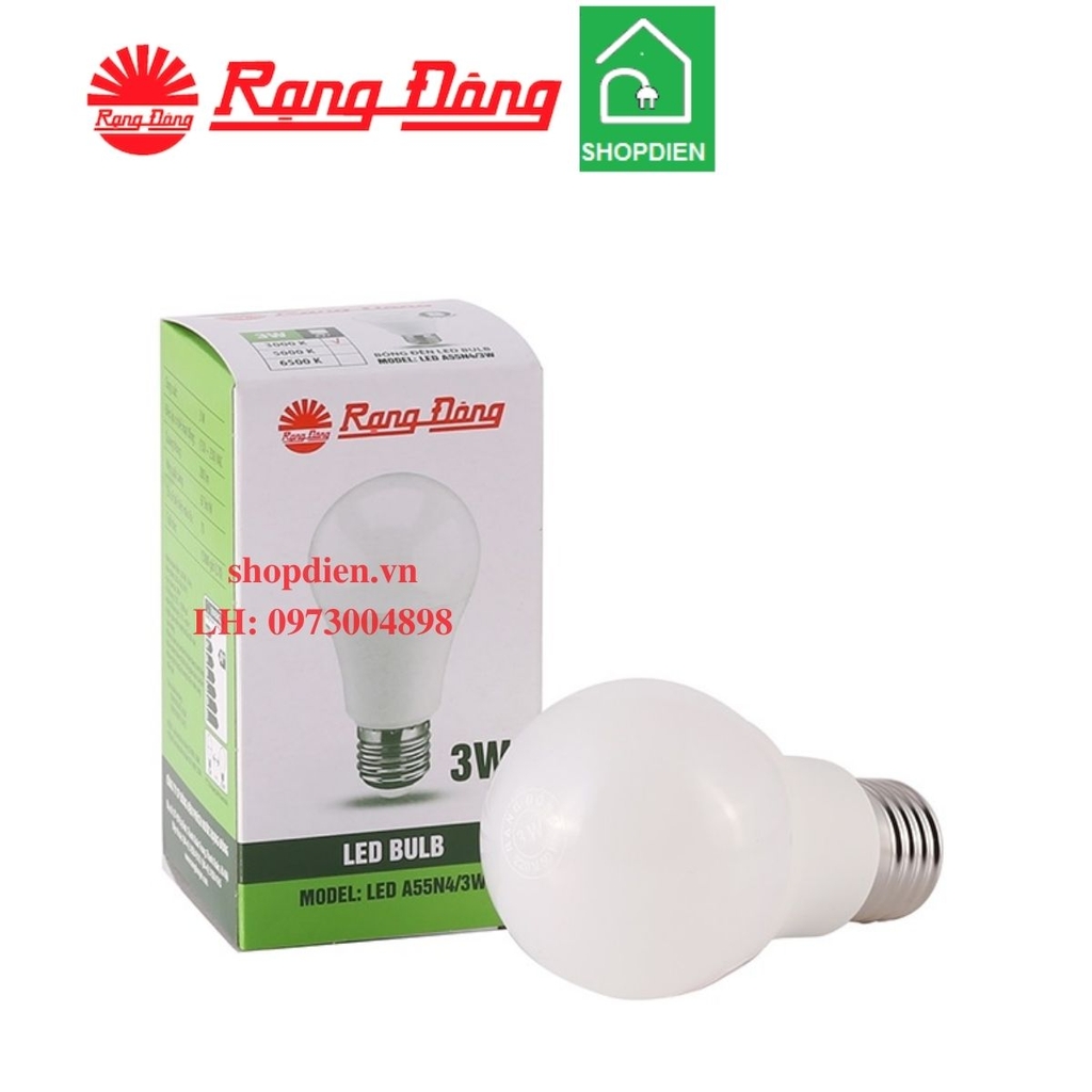 Bóng đèn tròn LED bulb 3W đui xoáy E27 Rạng Đông-A45N1/3WH