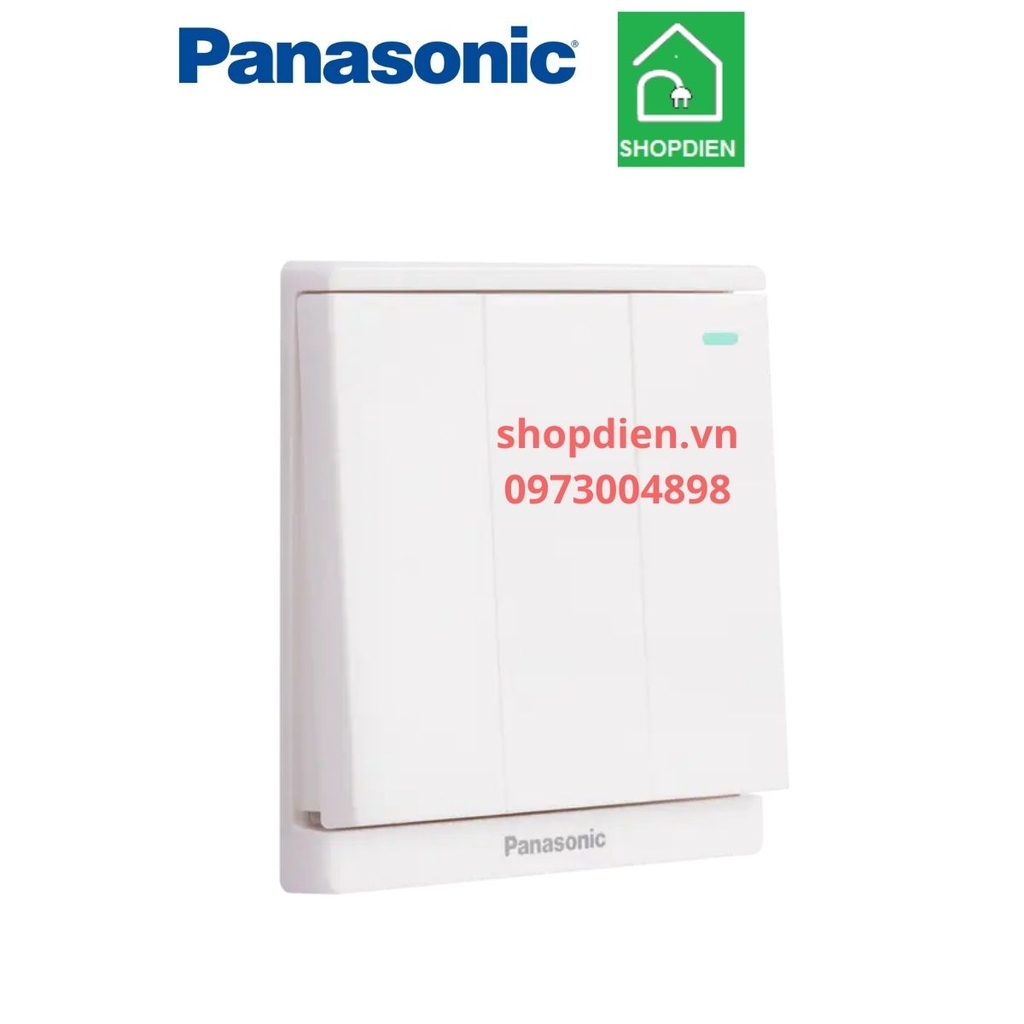 Công tắc ba 1 chiều vuông màu trắng có dạ quang / công tắc B switch 1 way Moderva Panasonic WMF515-1VN