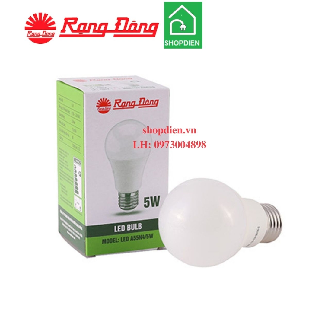 Bóng đèn tròn LED bulb 5W đui xoáy E27 Rạng Đông-A55N4/5WH