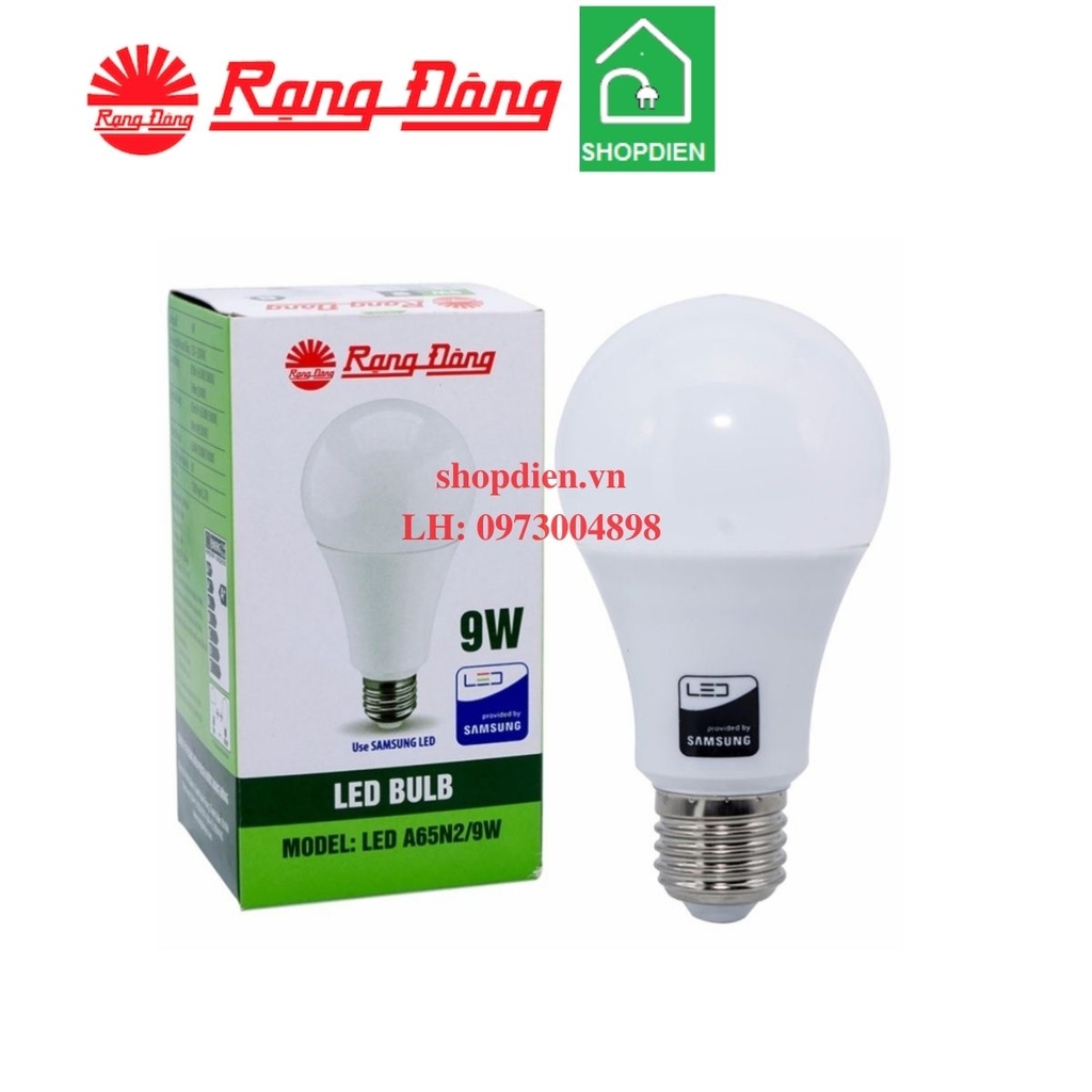 Bóng đèn tròn LED bulb  9W đui xoáy E27 Rạng Đông-A60N1/9WH