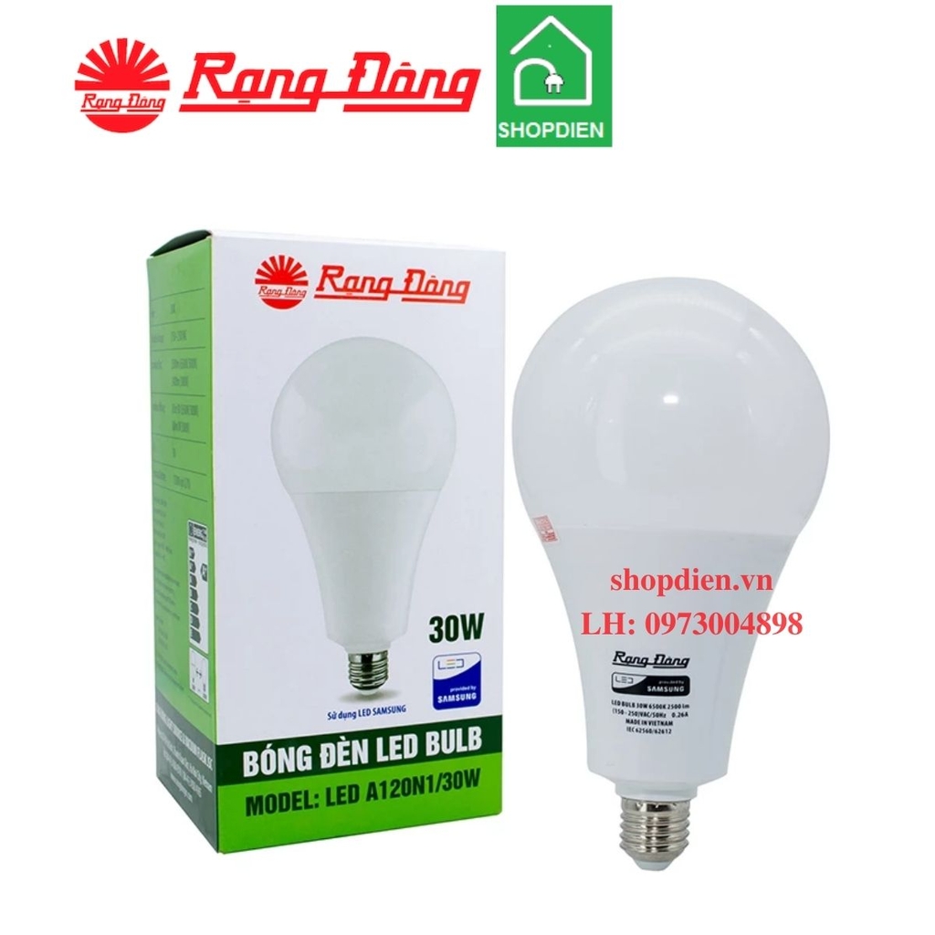 Bóng đèn tròn LED bulb 30W đui xoáy E27 Rạng Đông-A120N1/30WH