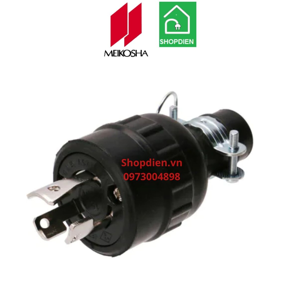 Phích cắm 3 chân khóa cao su (2P+E) 15A 125V Meikosha MH2589