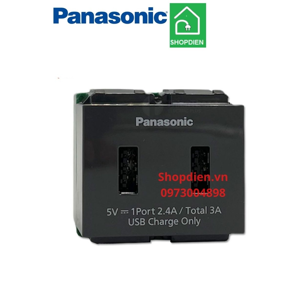 Hạt ổ cắm USB đôi màu đen Wide Series Panasonic WEF1182H