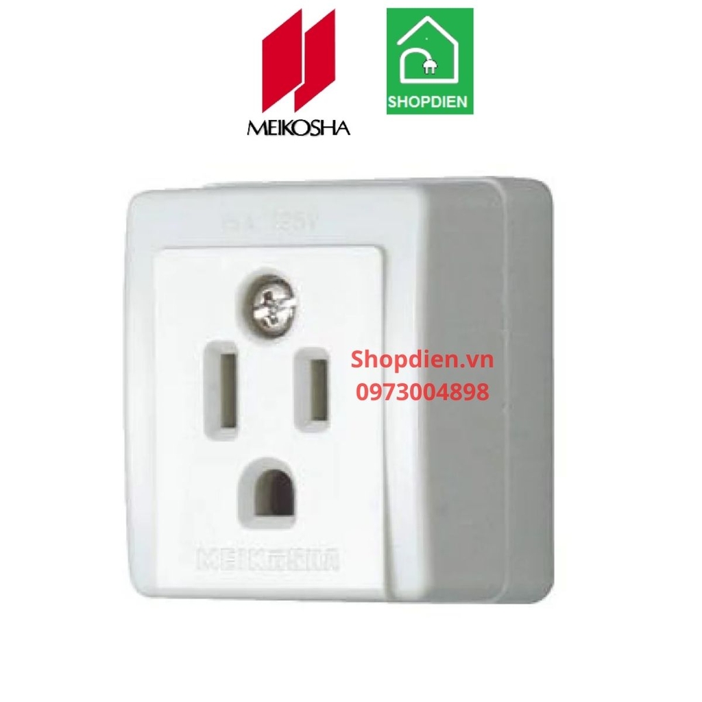 Ổ cắm đơn 3 chân dẹt 15A gắn nổi 15A Meikosha ME2726W