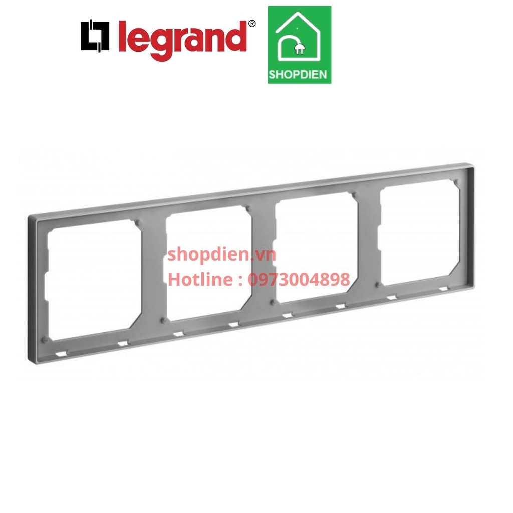 Khung bốn / 4 gang frame Galion Legrand màu xám đậm Dark Silver 282474-C3