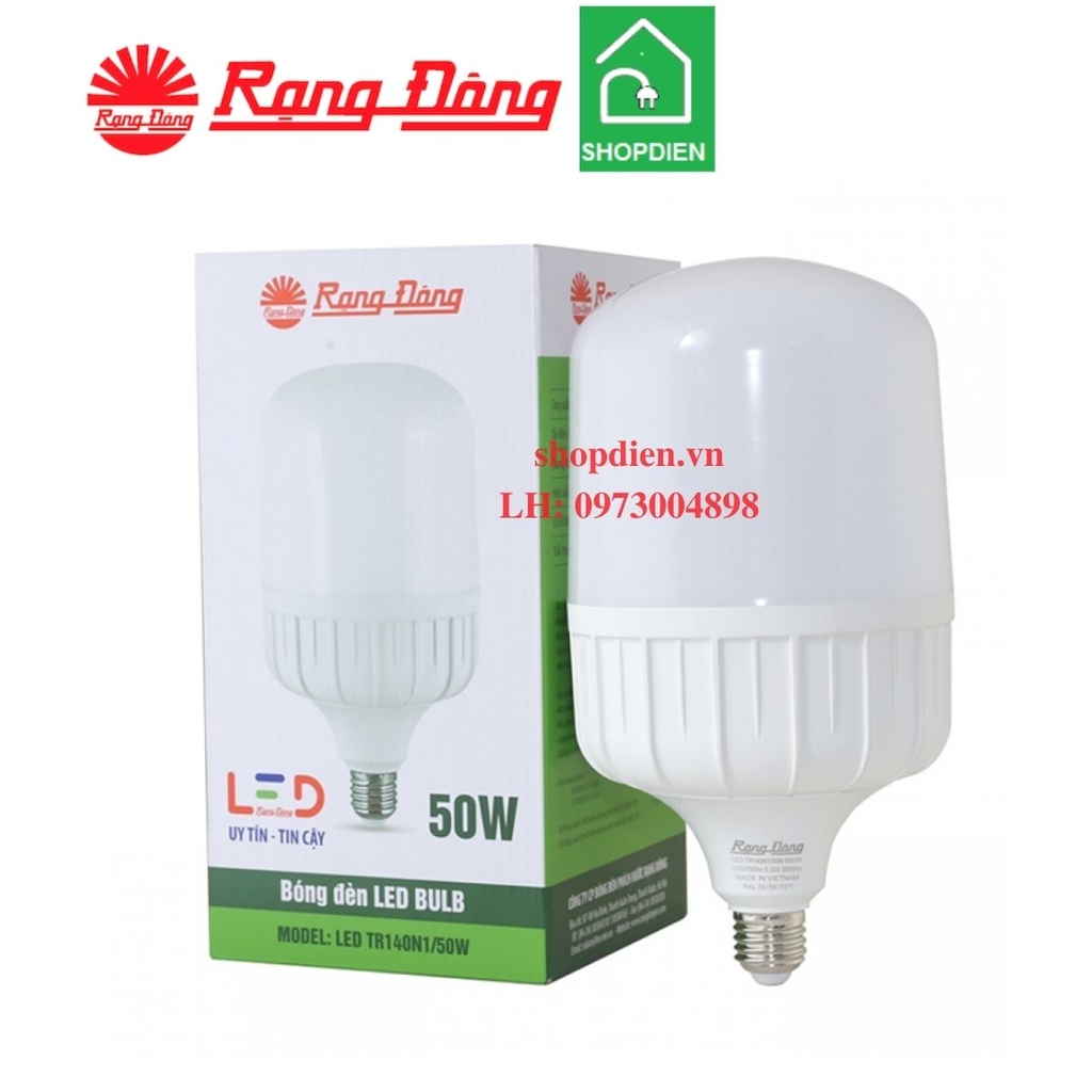 Bóng búp trụ LED bulb nhôm nhựa 50W đui xoáy E27 Rạng Đông-TR140N1/50WH