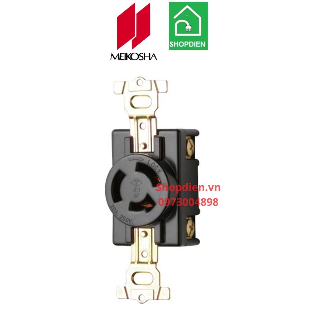 Ổ cắm 3 chấu khóa (2P+E) 20A 250V Meikosha MH2875