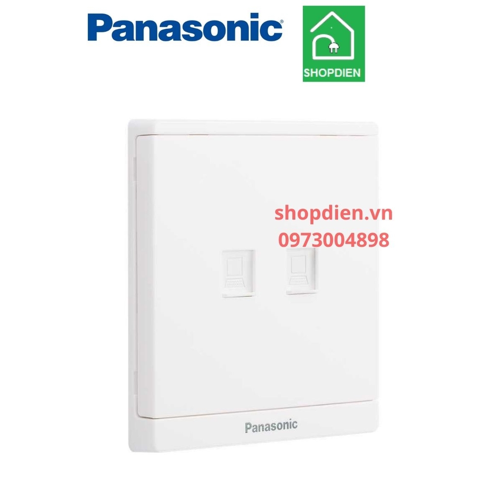 Ổ cắm mạng  internet đôi ( LAN) Cat5e vuông màu trắng / Lan outlet Cat6 Moderva Panasonic WMF422-VN