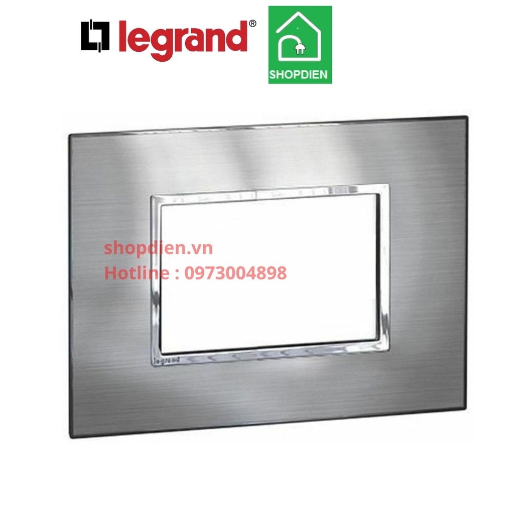 Mặt 3 thiết bị Màu thép  cover plate -3 Module Legrand Arteor Stainless Steel-571365