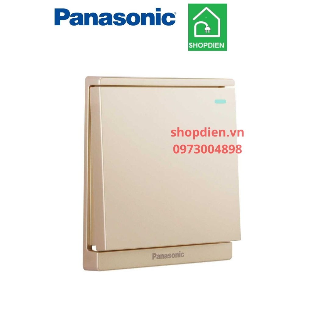 Công tắc đơn 1 chiều  vuông màu vàng ánh kim có dạ quang / công tắc B switch 1 way Moderva Panasonic WMF511MYZ-1VN