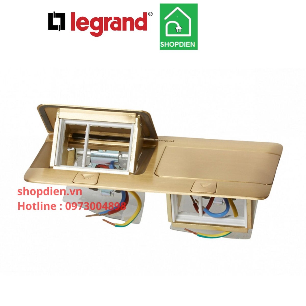 Ổ cắm âm sàn 6 thiết bị màu vàng Gold brass Pop-up Floor socket Legrand-054017