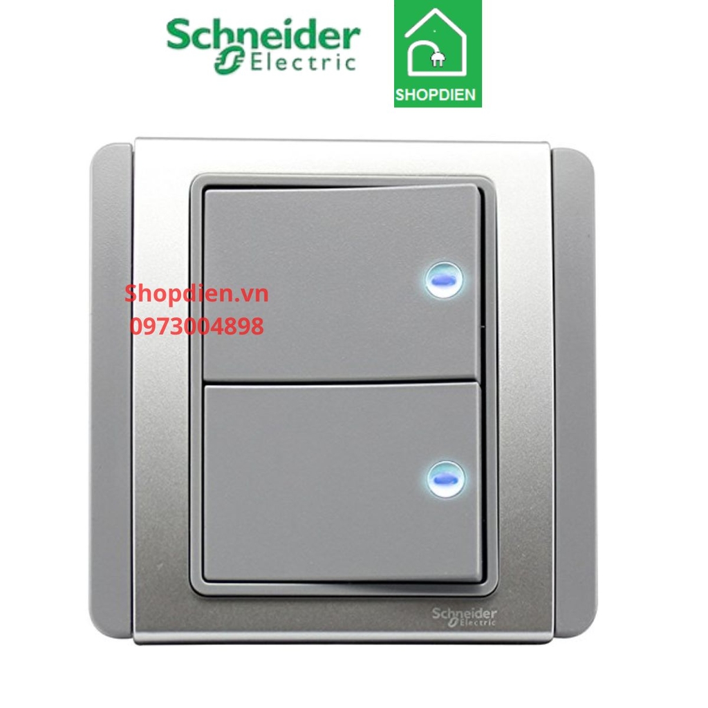 Công tắc đôi 1 chiều Schneider NEO E3032H1_EBGS_G19 màu xám bạc
