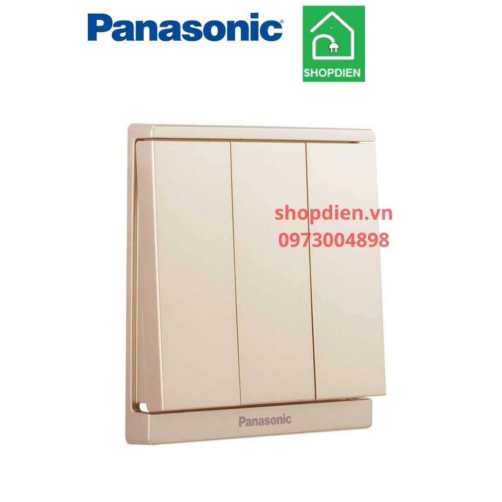 Công tắc ba 1 chiều vuông màu vàng ánh kim / công tắc B switch 1 way Moderva Panasonic WMF505MYZ-VN