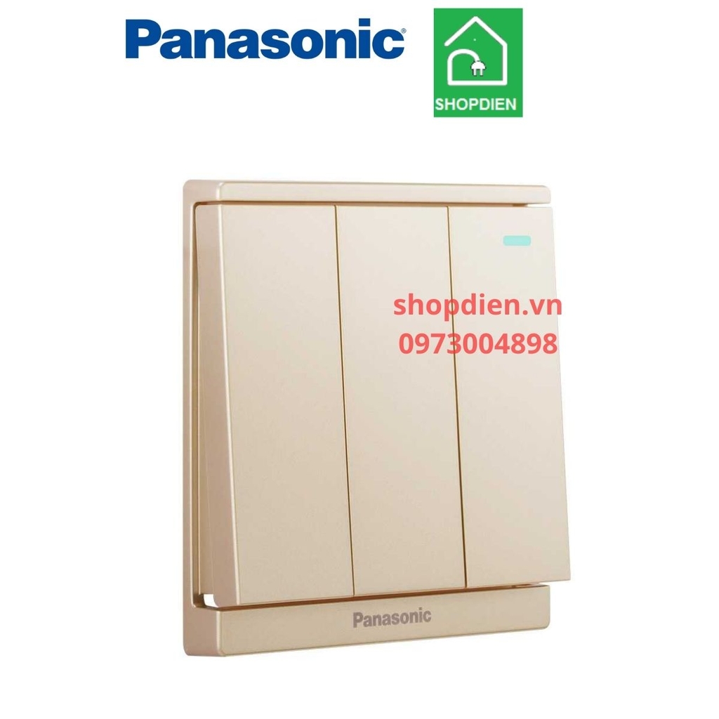 Công tắc ba 2 chiều ( đảo chiều cầu thang ) vuông màu vàng ánh kim dạ quang / công tắc C switch 2 way Moderva Panasonic WMF516MYZ-1VN