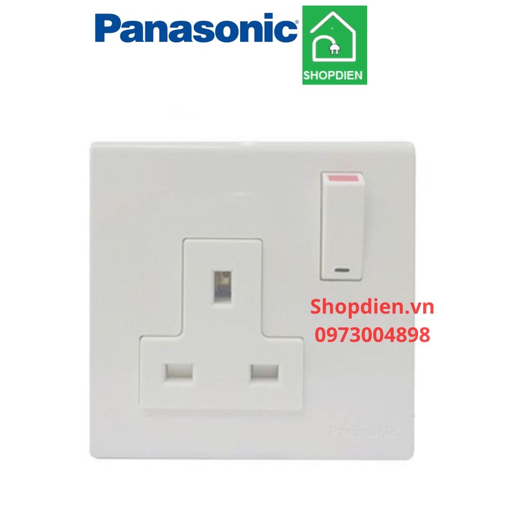 Bộ ổ cắm đơn 3 chân vuông chuẩn Anh đế vuông có công tắc BS Standard receptacle Panasonc-WEB11119SW-VN