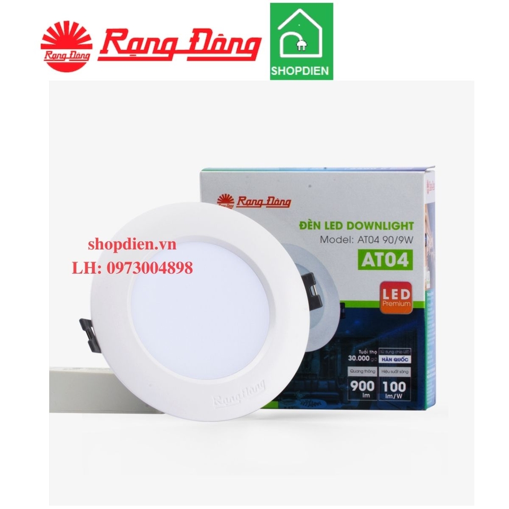 Đèn downlight âm trần 9W D90 Rạng Đông AT04 90/9W