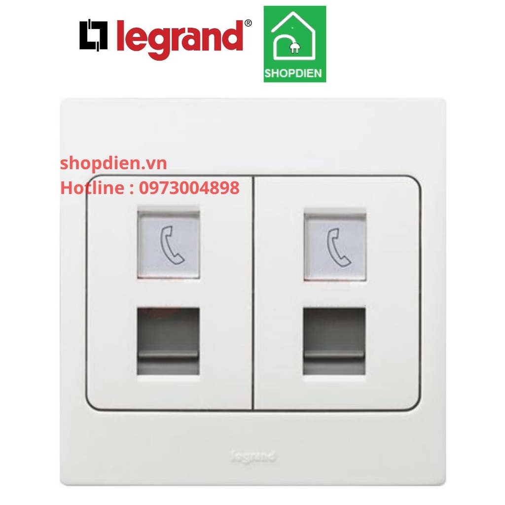 Ổ cắm điện thoại đôi RJ11 Mallia Legrand màu trắng-281163