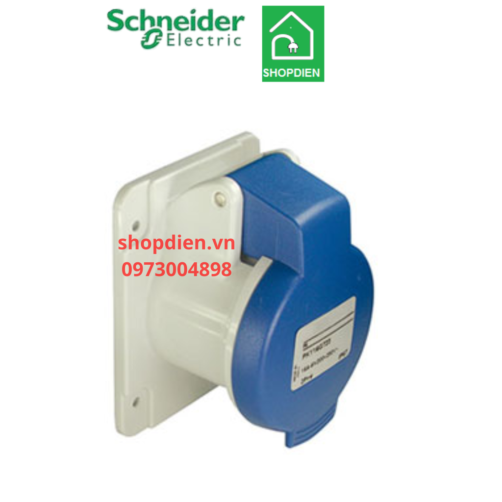 Ổ cắm công nghiệp loại âm dạng thẳng 3P ( 2P+E) 32A IP44 Schneider PKF32G423