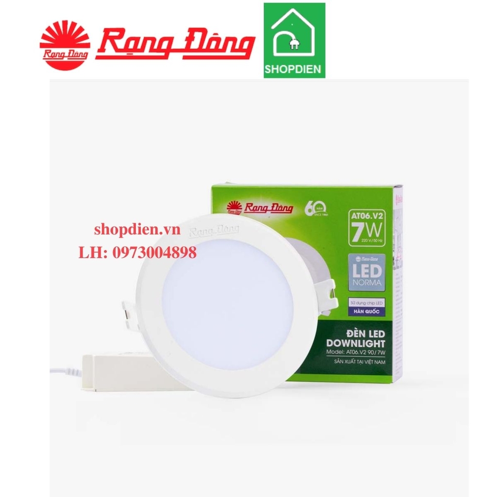 Đèn downlight âm trần 7W D90 Rạng Đông-AT06 V2 90/7W