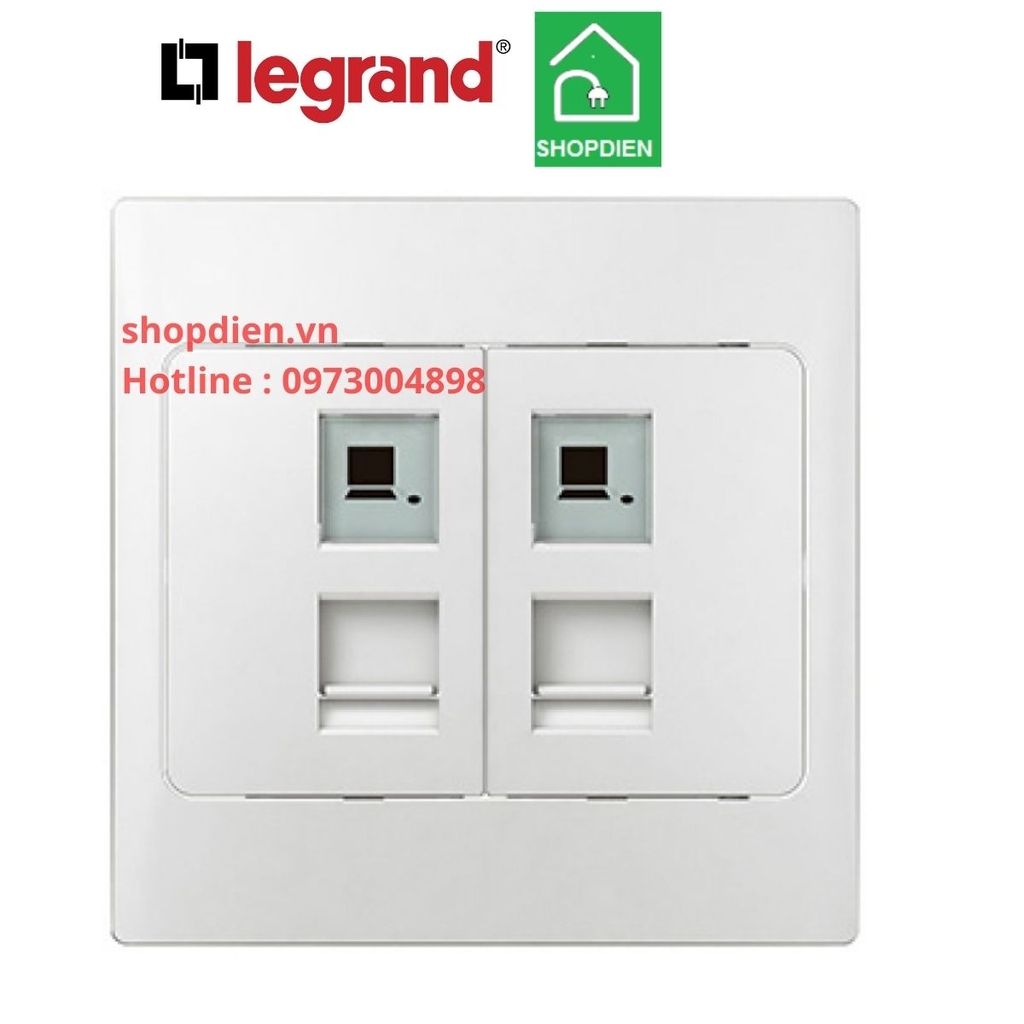 Ổ cắm mạng đôi RJ45 Cat5e UTP Mallia Legrand màu trắng-281164