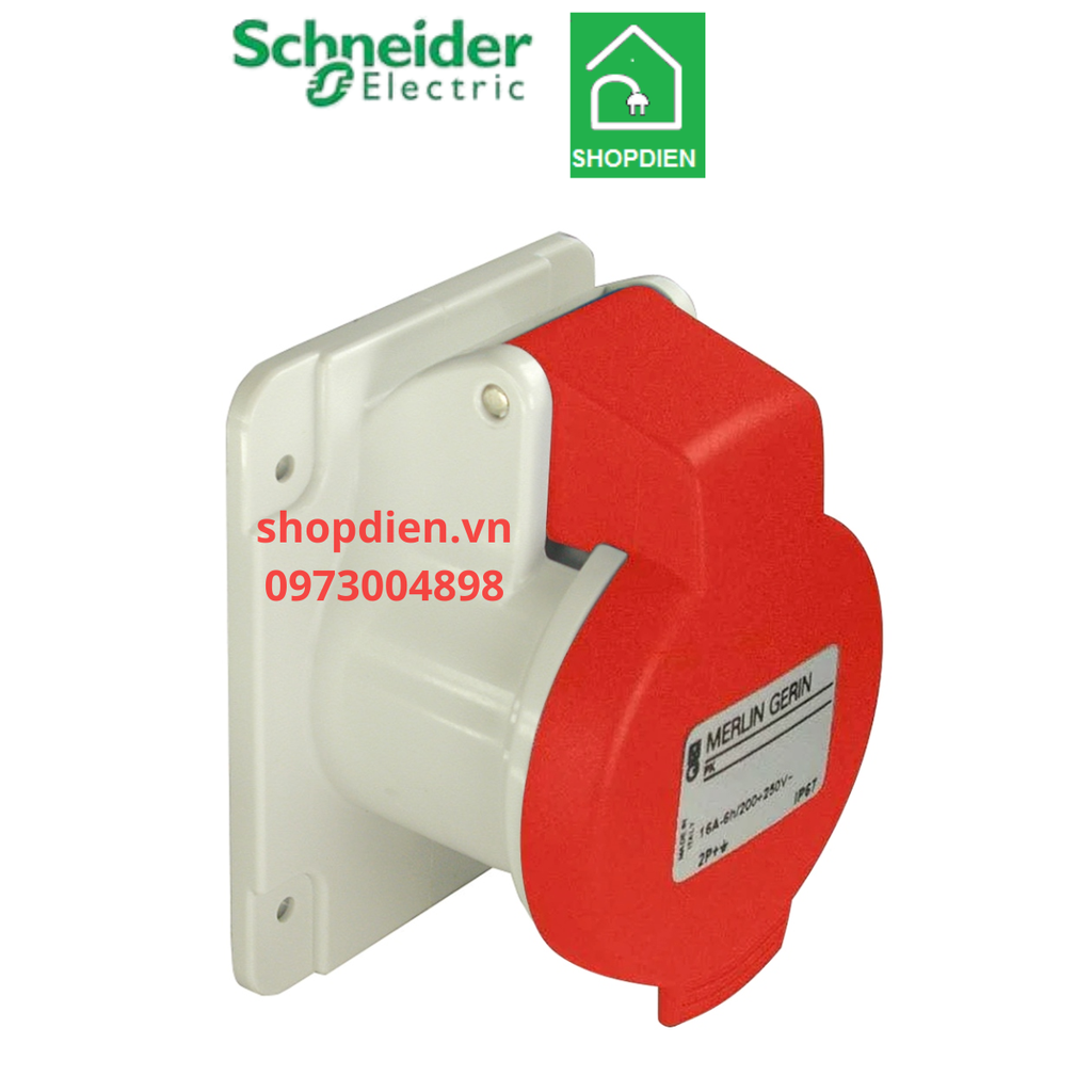 Ổ cắm công nghiệp loại âm dạng thẳng 5P ( 4P+E) 32A IP44 Schneider PKF32G435