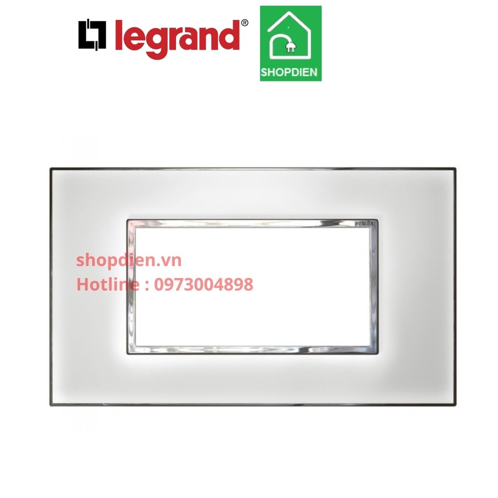 Mặt 4 thiết bị kính trắng cover plate -4 Module  Legrand Arteor Màu Mirror White-575034